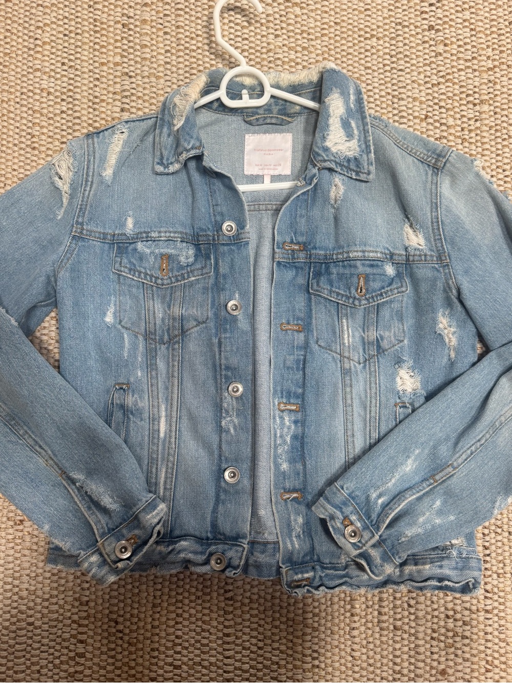 ZARA Distressed Light Blue Denim Jacket